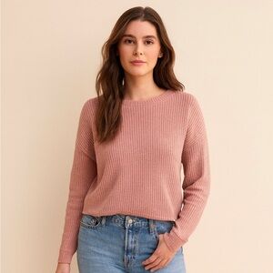 CHARLOTTE RUSSE Dusty Pink Waffle Knit Women’s Long Sleeve Sweater Size Small